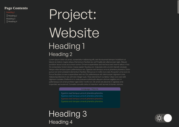 Project Page Dark
